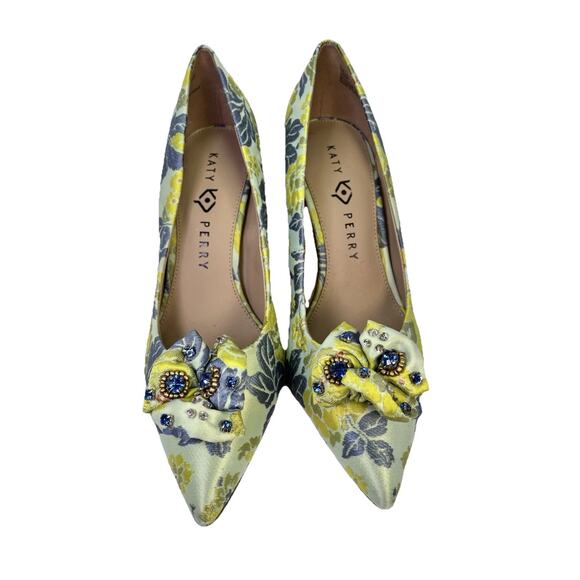 Katy Perry Marcela Studded Pump Heels Size 10 Green Floral Rhinestones KP2154 - Picture 2 of 7